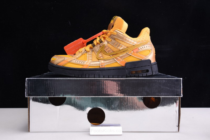 ofw x nike air rubber dunk “university gold cu6015-700