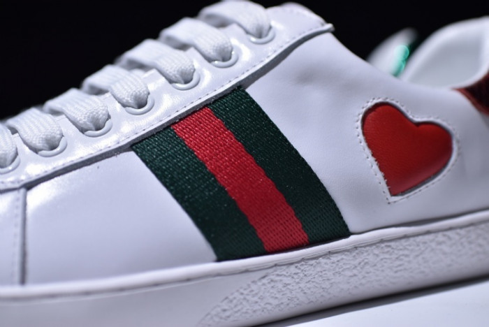 g*u*i ace embroidered low-top sneaker with red heart womens