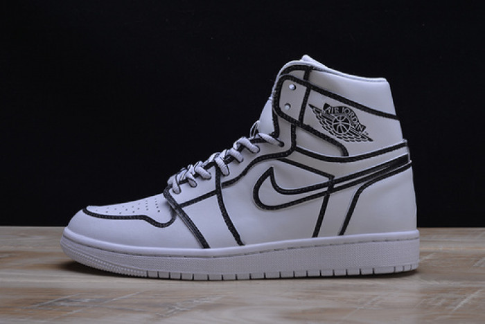 nike air jordan 1 retro “comic 3d pencil” white hand-painted mens aa4724-110