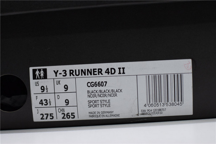  y-3 runner 4d black cg6607